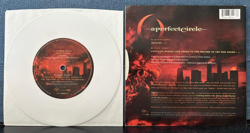 A PERFECT CIRCLE IMAGINE~NM- 2004 WHITE VINYL 7-INCH 45 SINGLE~MAYNARD~LENNON