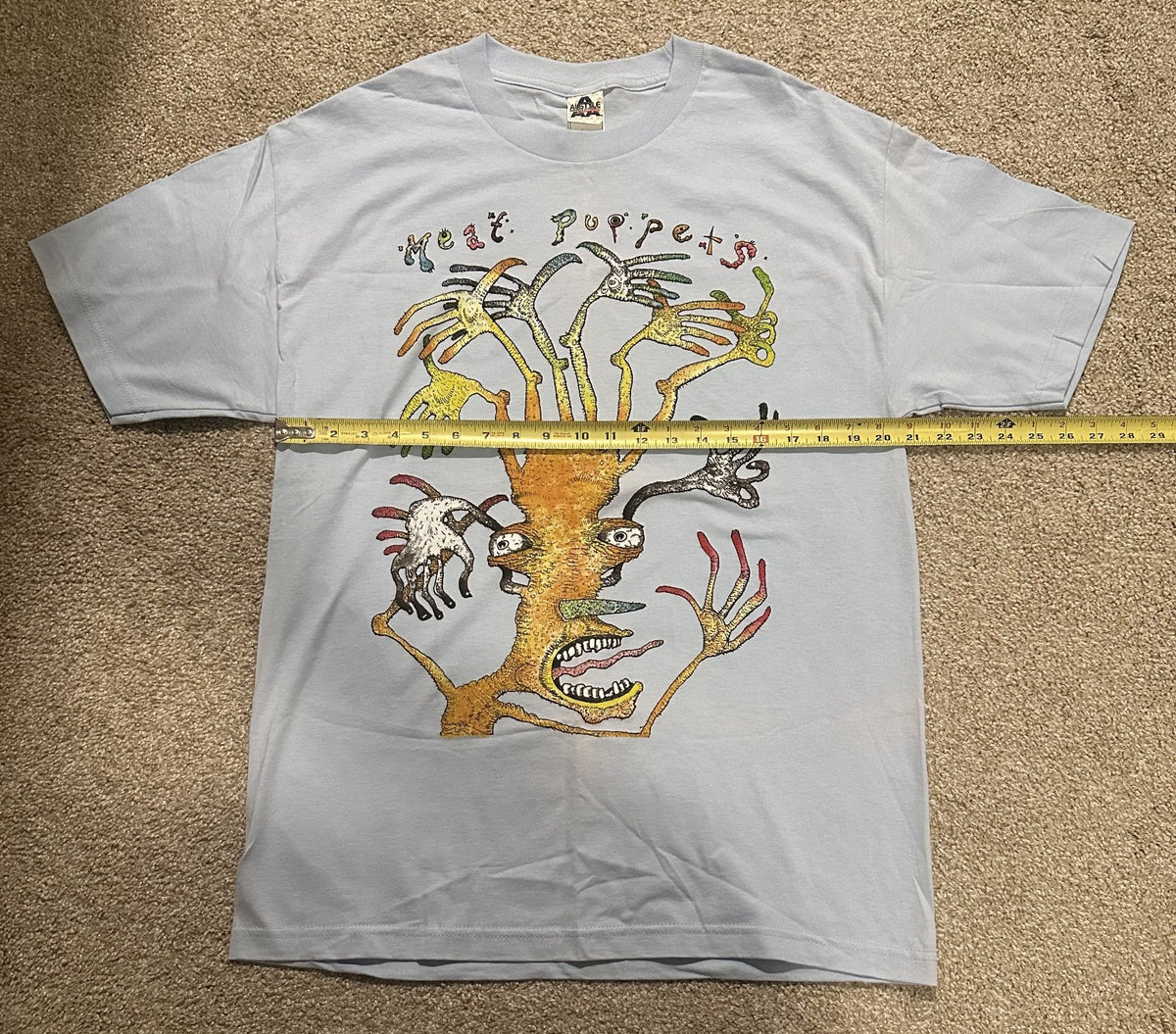 MEAT PUPPETS CONCERT T-SHIRT~1990s~HAND HEAD~LIGHT BLUE~LG~EXC COND~VTG~NEW