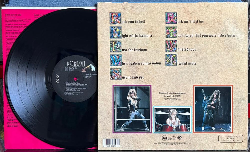 GRIM REAPER ROCK YOU TO HELL~VG++ 1987 RCA VICTOR PROMO COPY LP~INNER SLV~NWOBHM