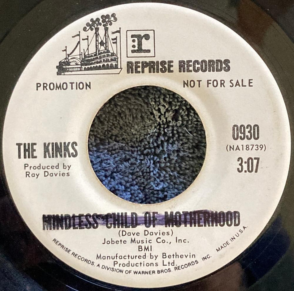 KINKS LOLA ORIG 1970 WHITE LABEL PROMO 45~MINDLESS CHILD OF MOTHERHOOD~DAVIES