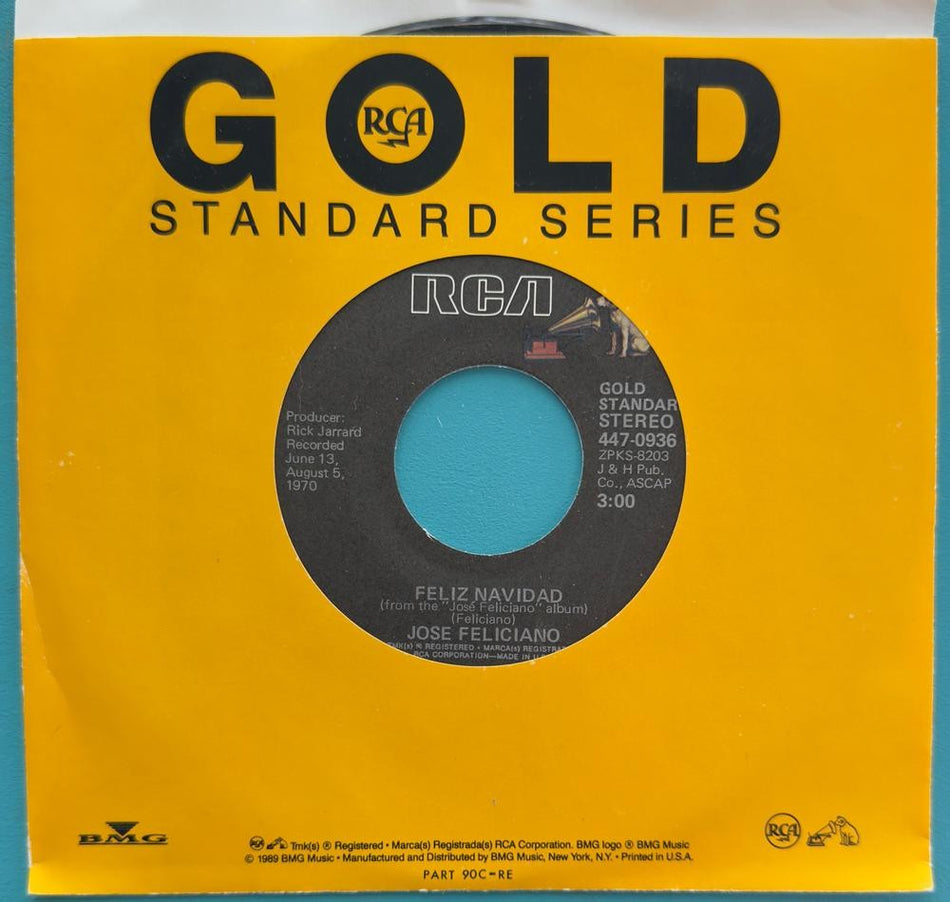 JOSE FELICIANO FELIZ NAVIDAD~NEW UNPLAYED RCA GOLD STANDARD 45 w/SLV~447-0936