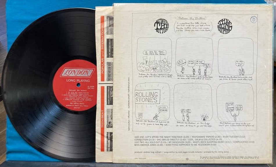 ROLLING STONES BETWEEN THE BUTTONS~VG+ 1967 MONO LONDON LP w/SHRINK~MAROON LABEL