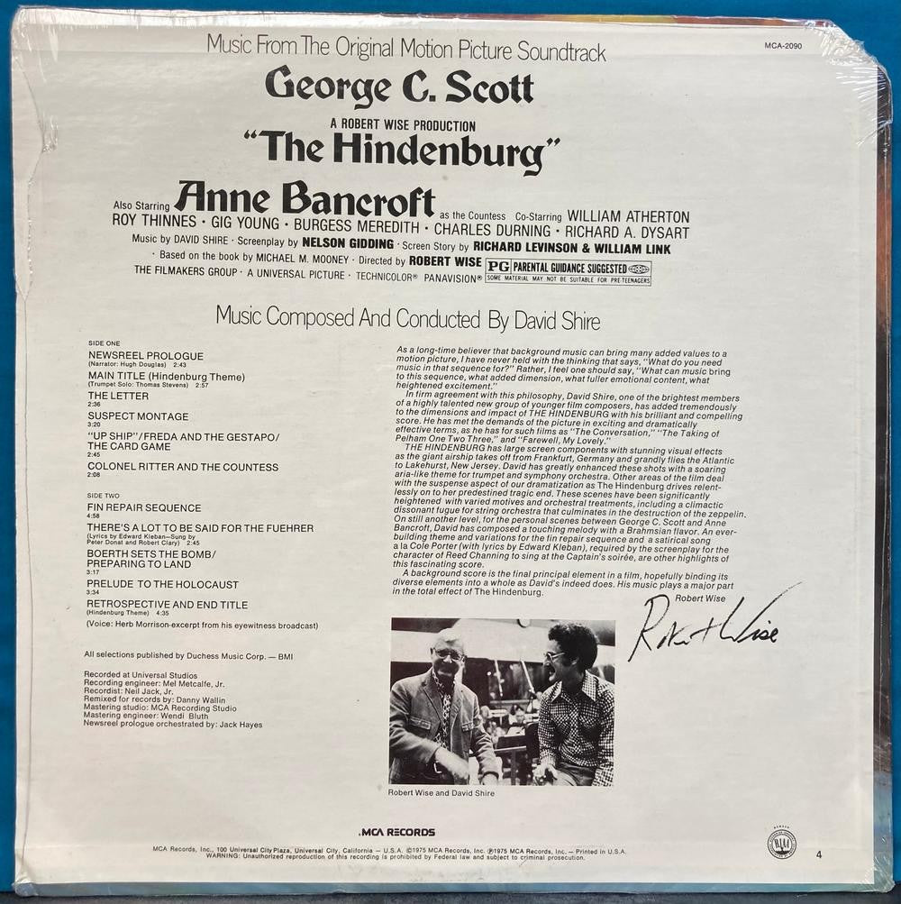 THE HINDENBURG OST SOUNDTRACK~SEALED ORIG 1975 MCA-2090 LP~DAVID SHIRE~CLASSICAL