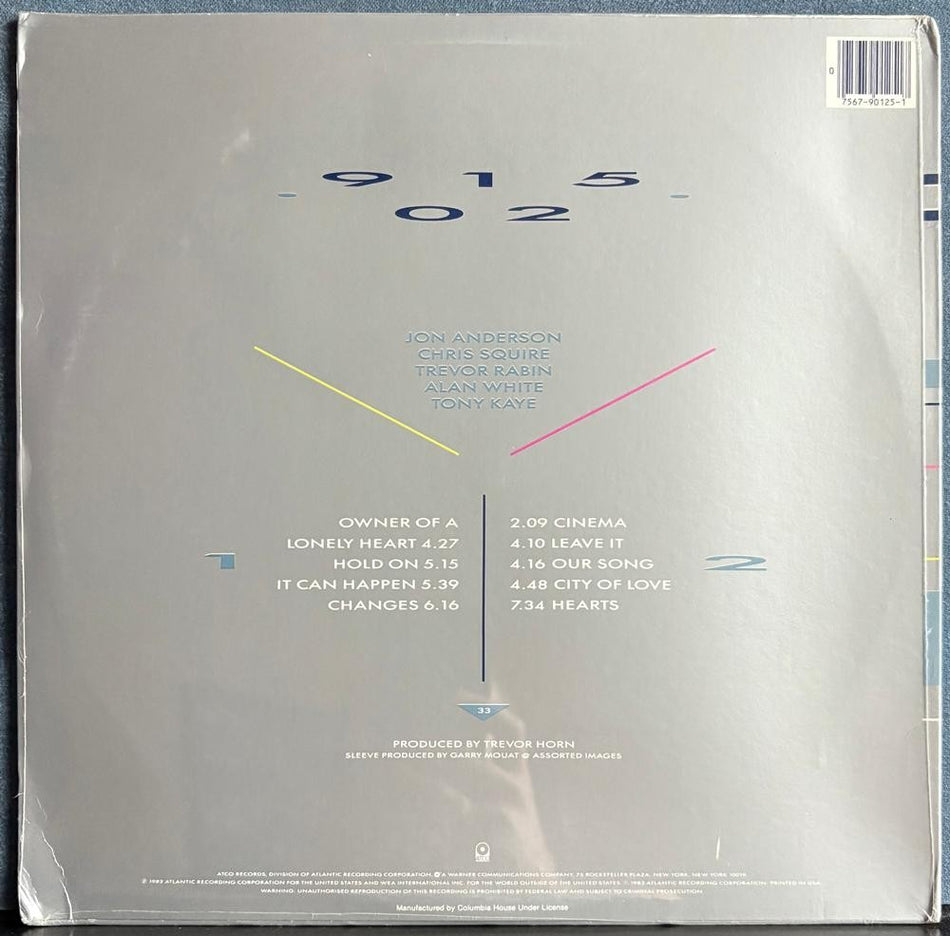 YES 90125~SEALED ORIG 1983 CRC COLUMBIA HOUSE CLUB EDITION LP~POP ROCK~SYNTH-POP