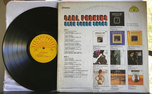 CARL PERKINS BLUE SUEDE SHOES~ORIG 1969 SUN LP~SHRINK~NASHVILLE~JOHNNY CASH
