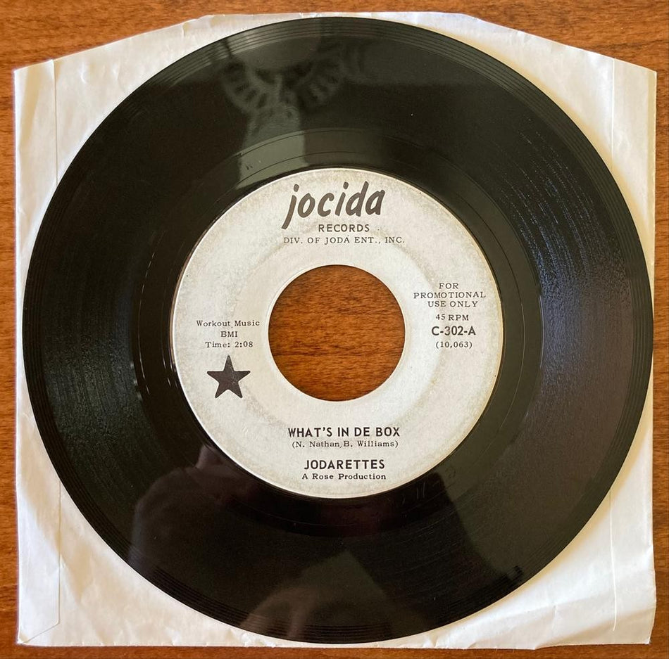 JODARETTES~WHAT'S IN DE BOX~1967 JOCIDA WHITE LABEL PROMO 7-INCH 45 SINGLE~SOUL