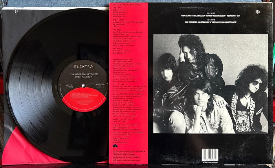 GEORGIA SATELLITES OPEN ALL NIGHT~ORIG 1988 ELEKTRA LP SIGNED BY DAN BAIRD~ROCK