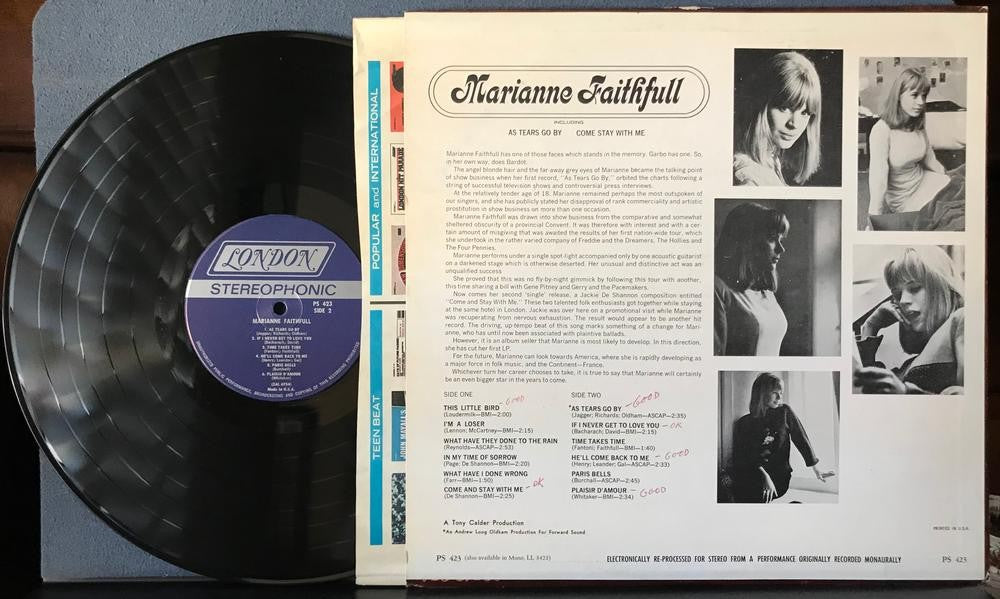 MARIANNE FAITHFULL 1965 S/T LP~NM- LONDON STEREOPHONIC PS 423 1st PRESS~POP ROCK