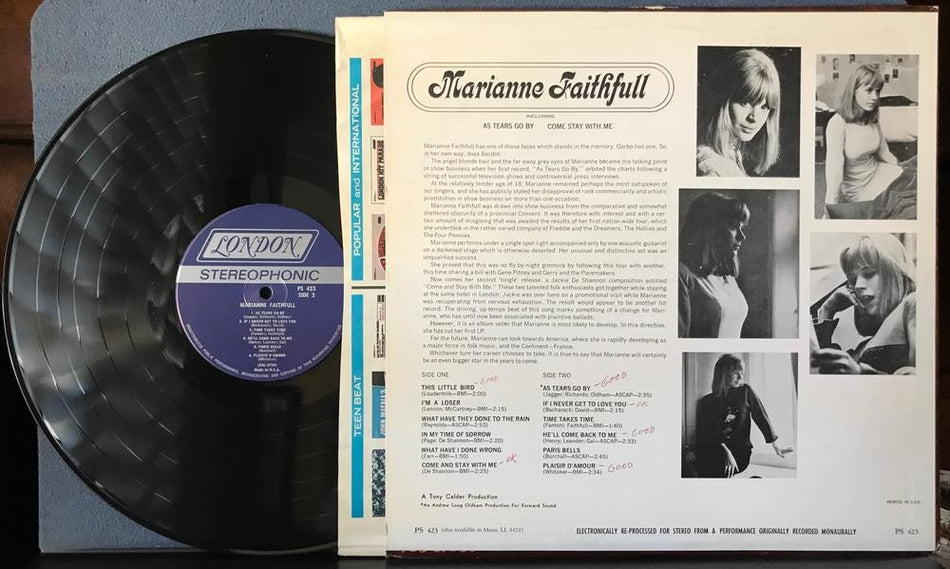 MARIANNE FAITHFULL 1965 S/T LP~NM- LONDON STEREOPHONIC PS 423 1st PRESS~POP ROCK