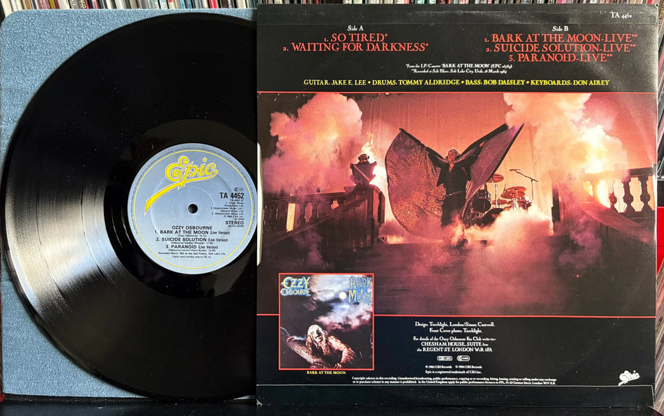 OZZY OSBOURNE SO TIRED-VG++ ORIG 1984 EPIC UK 12-INCH SINGLE/EP-SABBATH-METAL