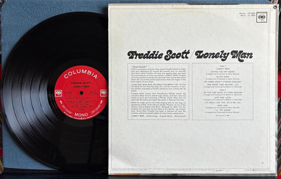 FREDDIE SCOTT LONELY MAN~NM- '67 COLUMBIA MONO 2-EYE 360 SOUND 1st PRESS LP~SOUL