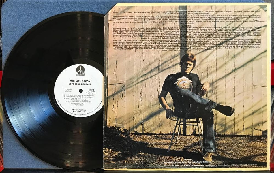 MICHAEL BACON LOVE SONG BELIEVER~NM- 1975 WHITE LABEL PROMO COPY LP w/TIMING BAR