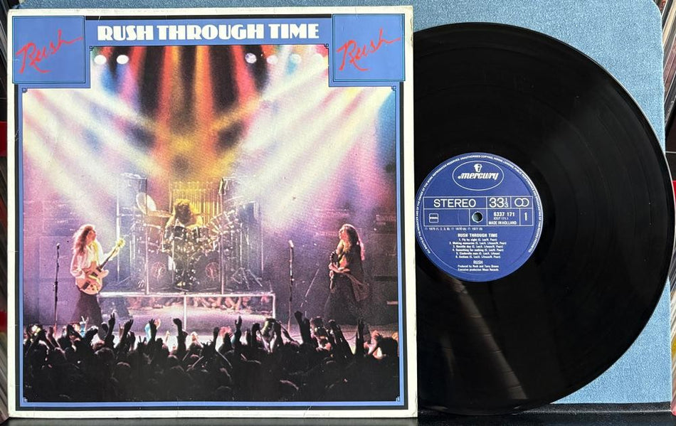 RUSH THROUGH TIME~1982 MERCURY HOLLAND REISSUE LP~COMPILATION~PROG~PEART~LIFESON