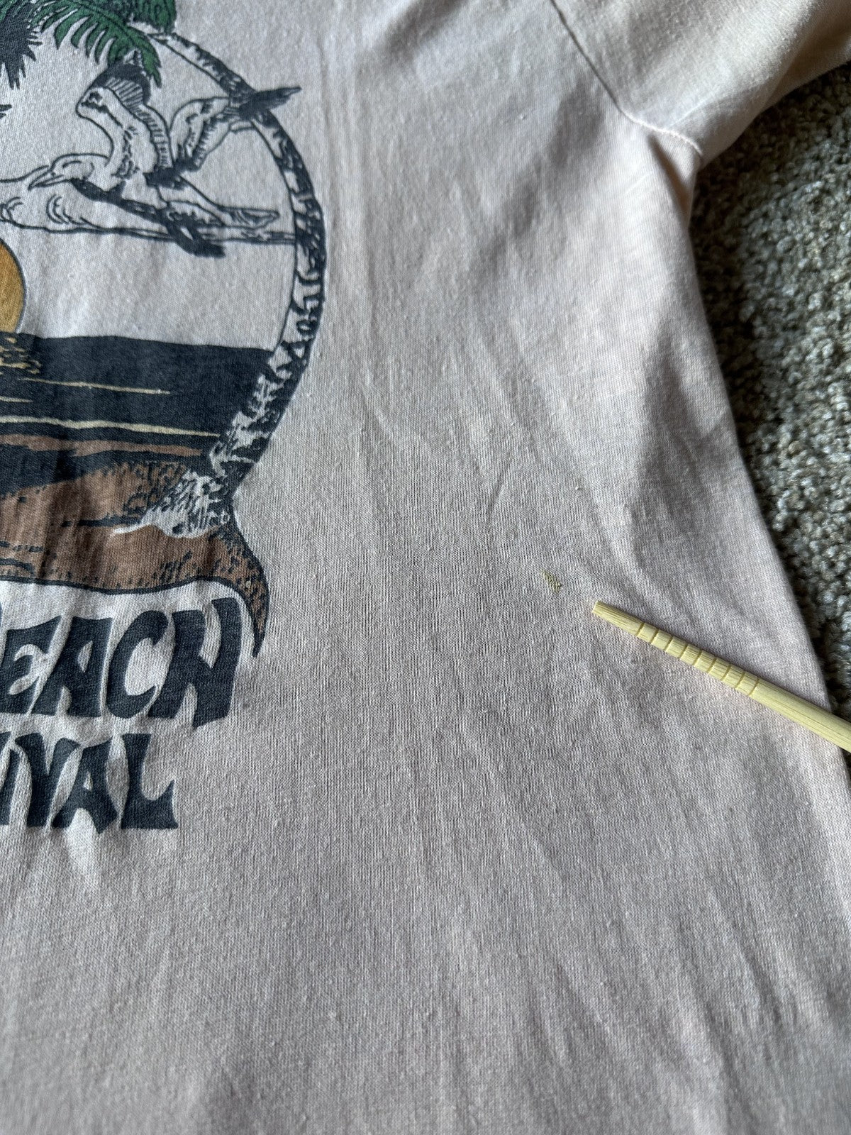 VINTAGE 1970s DAYTONA BEACH MUSIC FESTIVAL~SINGLE STITCH~SMALL~PINK/SALMON~RARE