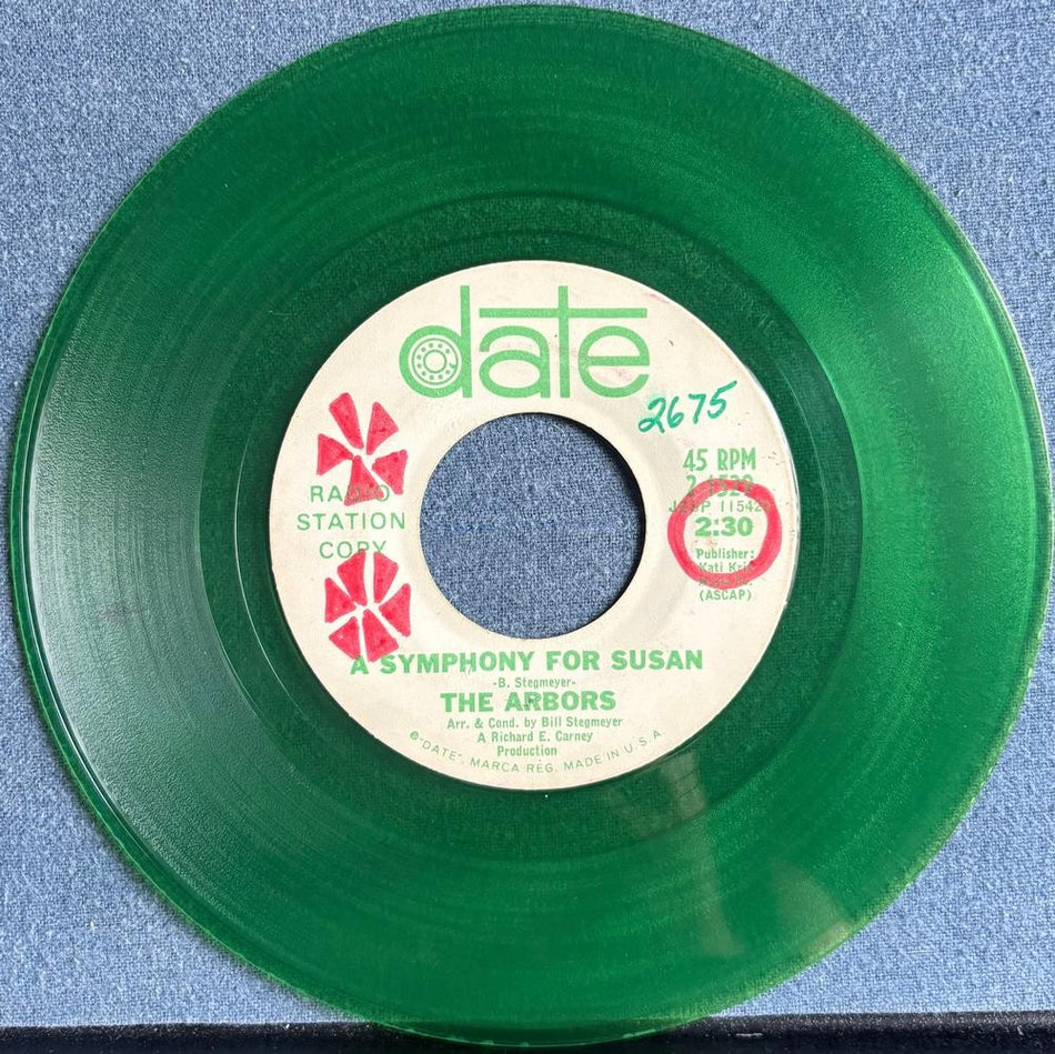 THE ARBORS A SYMPHONY FOR SUSAN~1966 DATE PROMO GREEN VINYL 7-INCH 45 SINGLE~POP