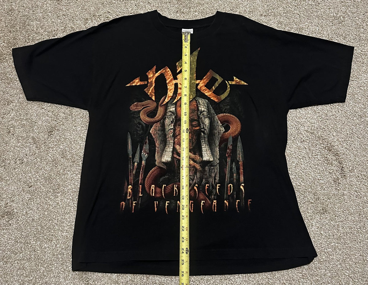 NILE BAND T-SHIRT~BLACK SEEDS OF VENGEANCE~ORIGINAL~XL~BLACK~EXC COND~CYGNUS