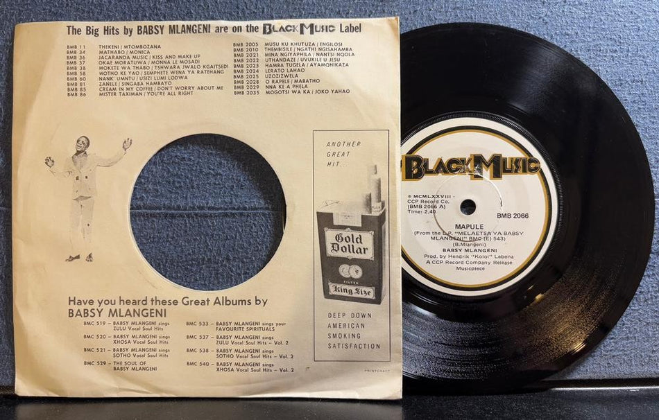 SOUTH AFRICA 45~BABSY MLANGENI~MAPULE / BANYANA BA MONA~BLACK MUSIC 7 w/SLV~HEAR