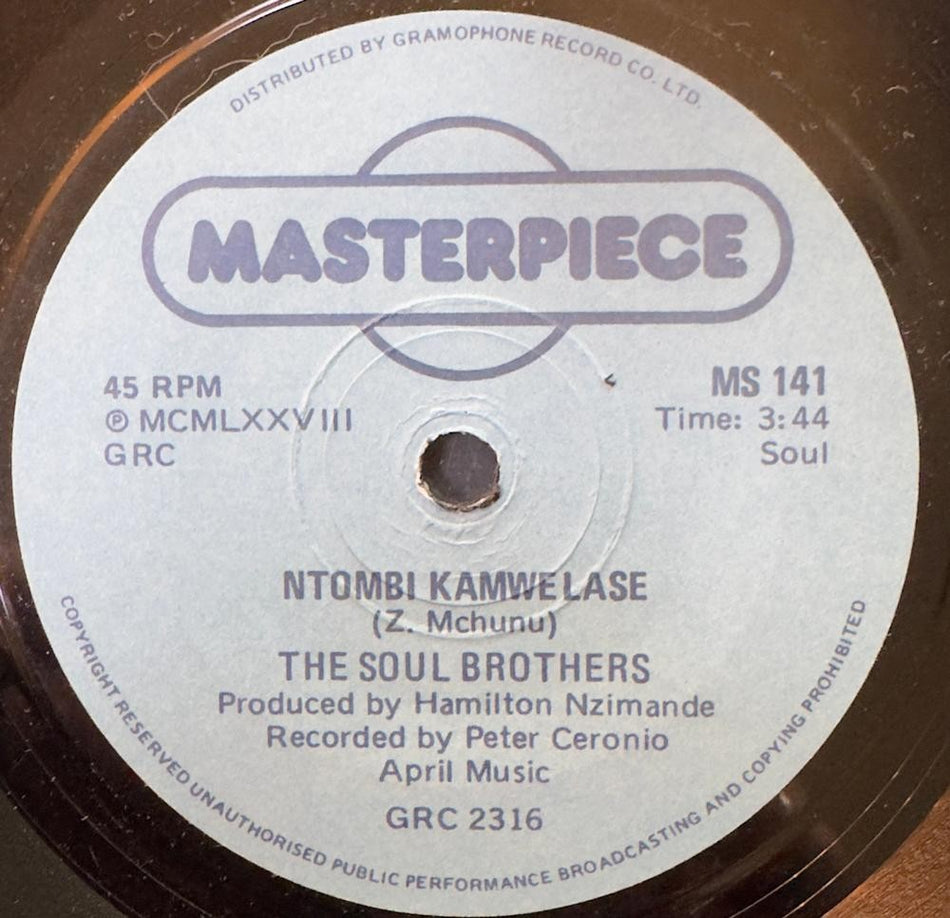 SO. AFRICA 45~SOUL BROTHERS~BAYEZA/ NTDMBI KABWELASE~1978 MASTERPIECE 7'~HEAR!