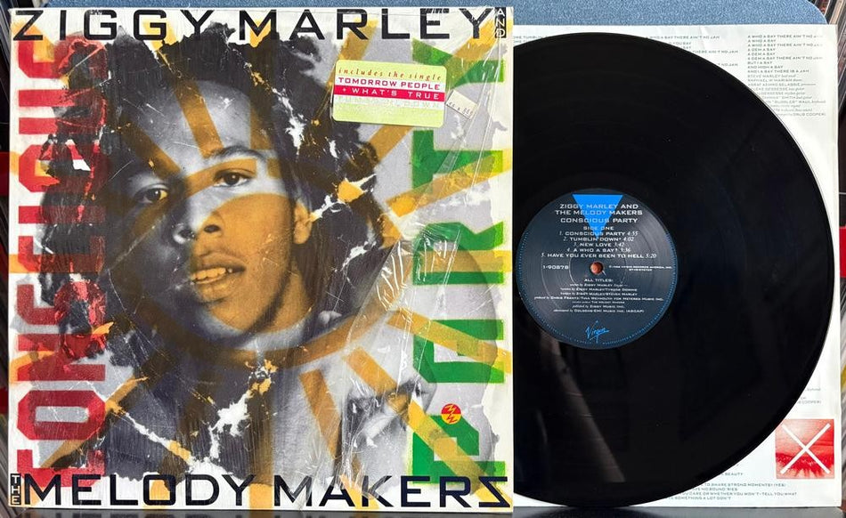 ZIGGY MARLEY CONSCIOUS PARTY~VG++ OG 1988 VIRGIN LP~SHRINK~HYPE~INNER SLV~REGGAE
