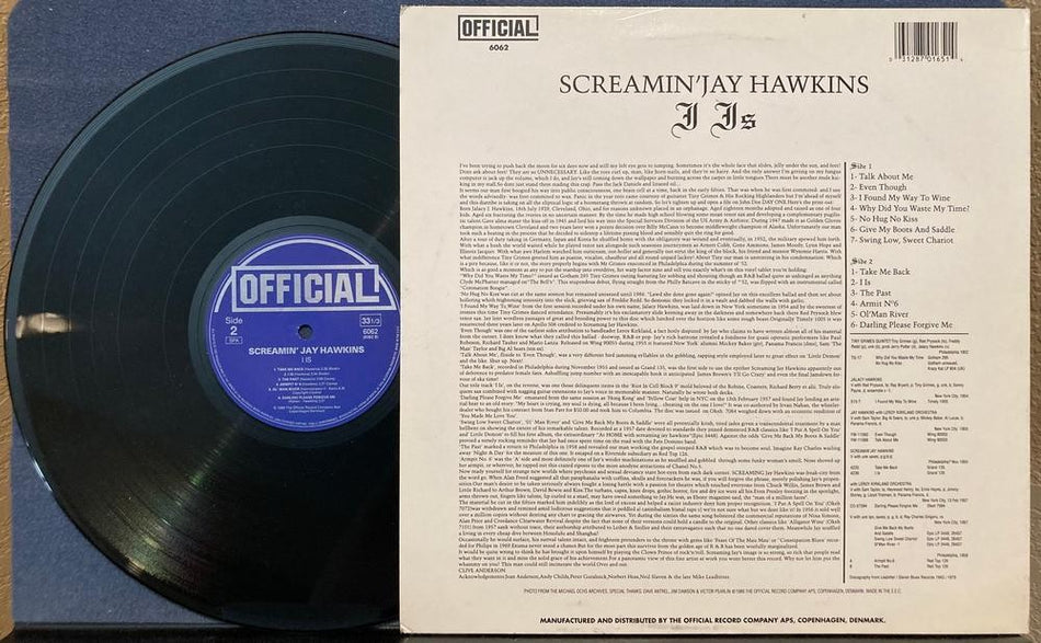 SCREAMIN' JAY HAWKINS I IS~NM 1989 OFFICIAL RECORD CO COMP LP~COPENHAGEN DENMARK