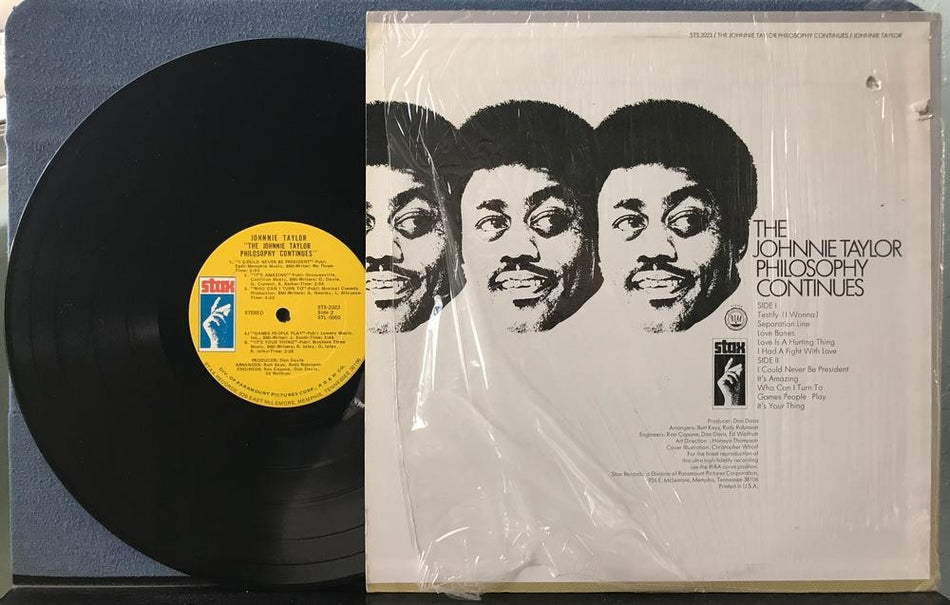THE JOHNNIE TAYLOR PHILOSOPHY CONTINUES~NM 1969 STAX 1st PRESS LP w/SHRINK~SOUL