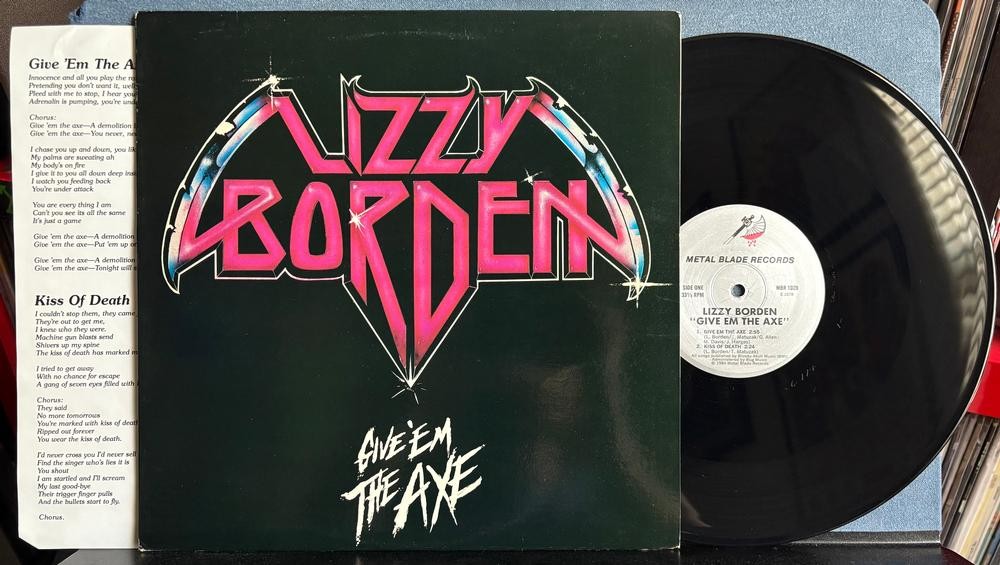 LIZZY BORDEN GIVE 'EM THE AXE EP~VG++ 1984 METAL BLADE 1st PRESS LP~INSERT~METAL
