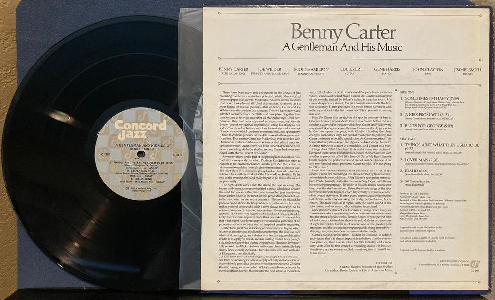 BENNY CARTER GENTLEMAN +HIS MUSIC~NM- '85 CONCORD JAZZ QUIEX AUDIOPHILE LP~INSRT