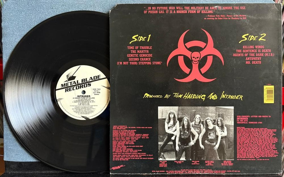INTRUDER A HIGHER FORM OF KILLING~VG++ 1989 METAL BLADE RECORDS LP~THRASH METAL