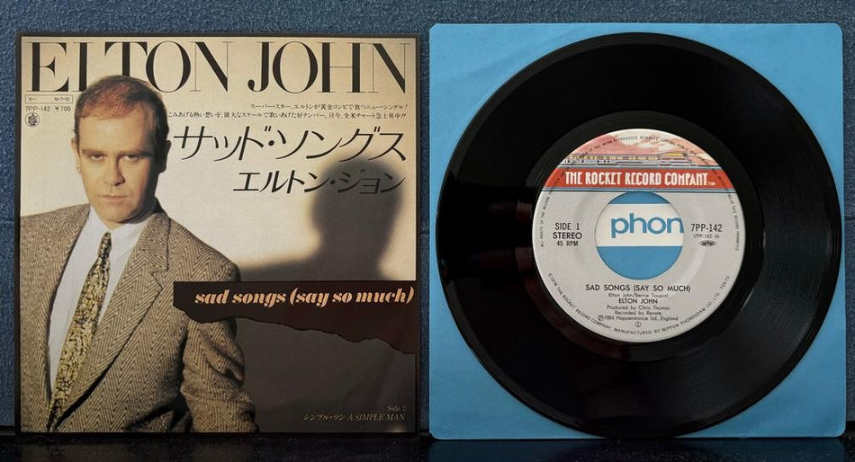 ELTON JOHN SAD SONGS SAY SO MUCH~NM- '84 ROCKET JAPAN QUIEX 7-INCH 45~SIMPLE MAN