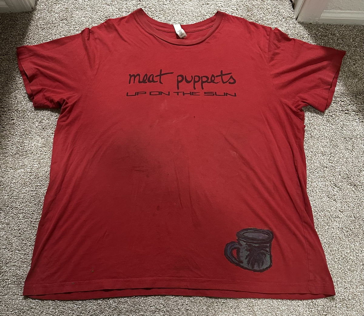 MEAT PUPPETS BAND T-SHIRT~UP ON THE SUN~ORIGINAL~RED~2XL~CANVAS~RARE~VINTAGE
