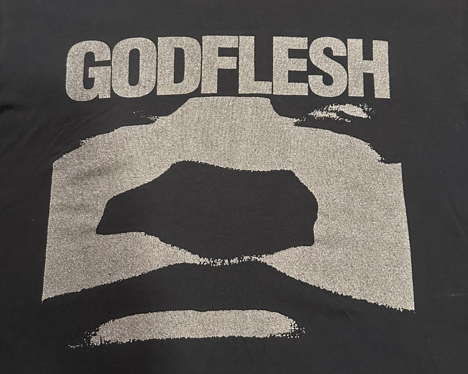 GODFLESH VINTAGE T-SHIRT~SINGLE-STITCH~1990s~ORIGINAL~LG~BLACK~SCREEN STARS~VTG