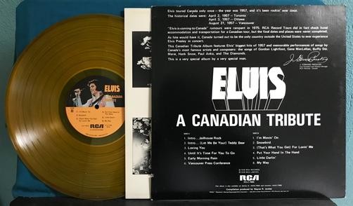 ELVIS PRESLEY A CANADIAN TRIBUTE~NM 1978 GOLD VINYL LP~INNER~JAILHOUSE~MY WAY