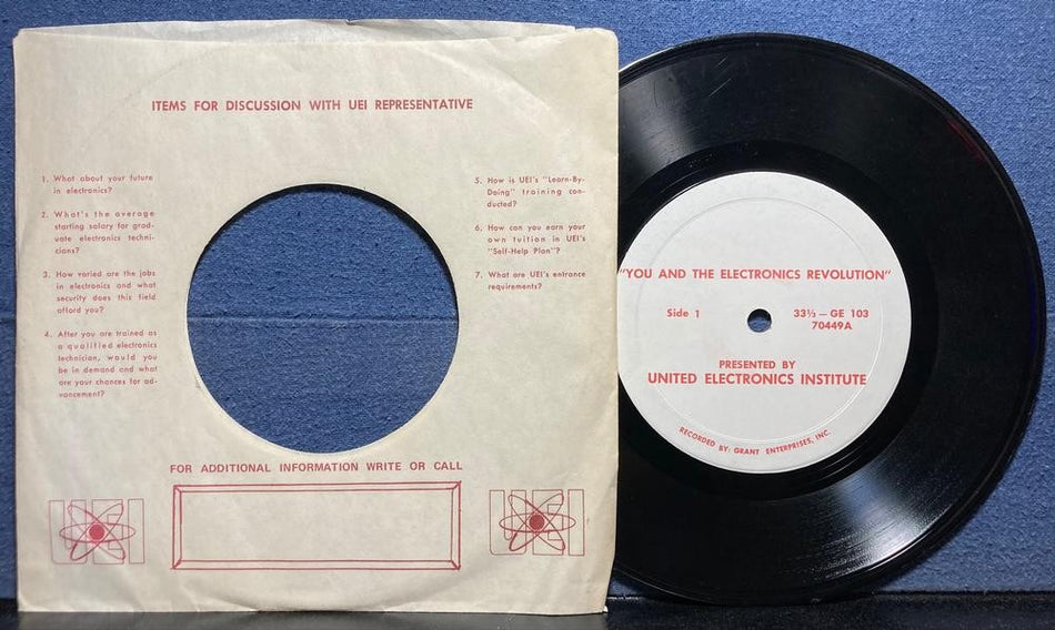 UNITED ELECTRONICS INSTITUTE~YOU AND THE ELECTRONICS REVOLUTION~1967 7-INCH SNGL