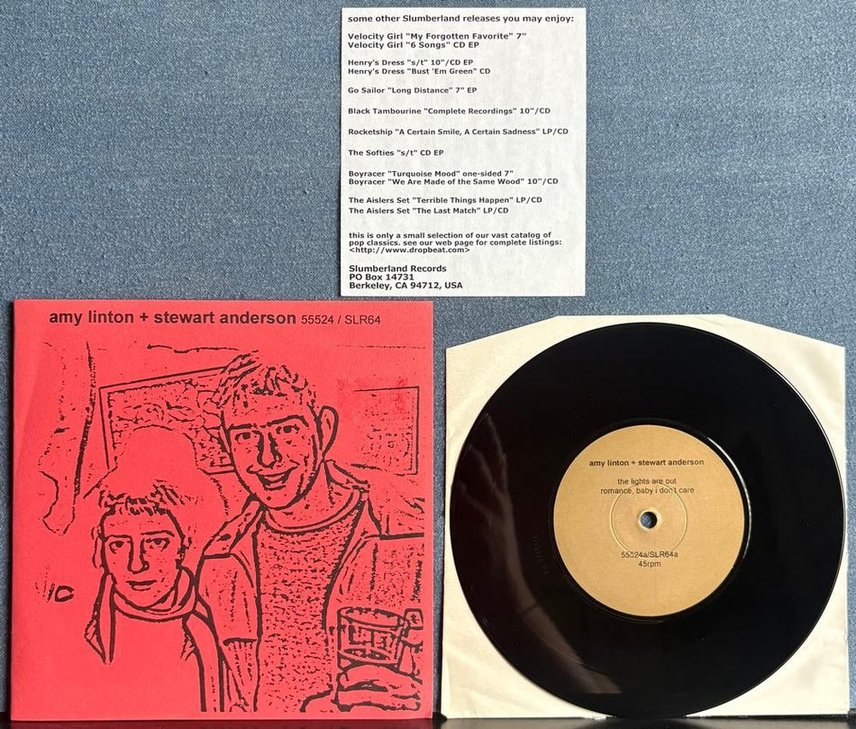 AMY LINTON +STEWART ANDERSON~LIGHTS ARE OUT~NM- 2000 7-INCH EP~INSERT~INDIE ROCK