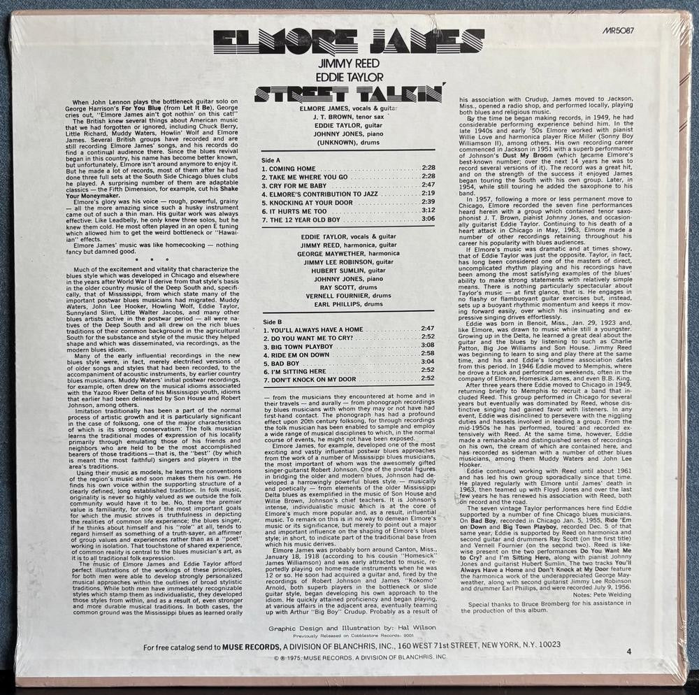 JAMES ELMORE STREET TALKIN'~SEALED 1976 MUSE RE LP~JIMMY REED~EDDIE TAYLOR~BLUES