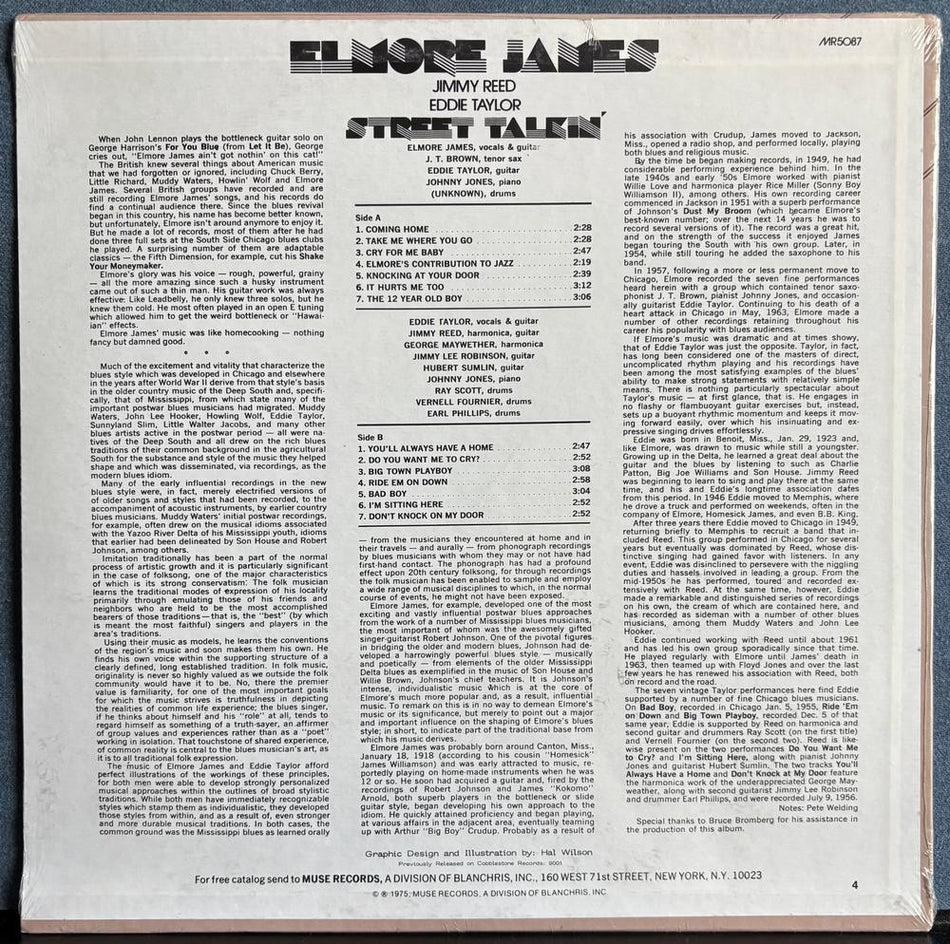 JAMES ELMORE STREET TALKIN'~SEALED 1976 MUSE RE LP~JIMMY REED~EDDIE TAYLOR~BLUES