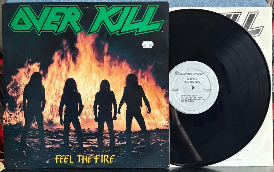 OVERKILL FEEL THR FIRE~SVG+ 1985 MEGAFORCE 1st PRESS LP~NO BARCODE~INNER~THRASH
