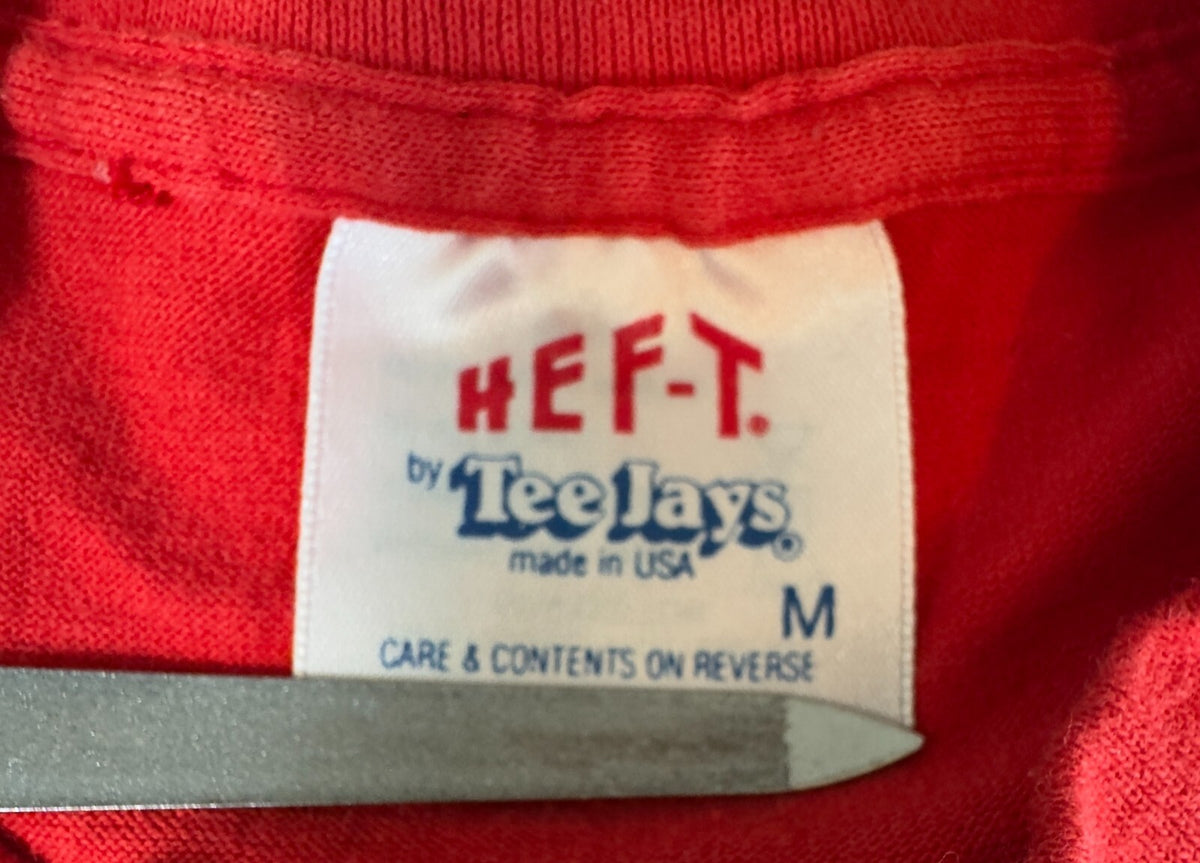 1980s GWINN ISLAND TRIATHLON LONG SLEEVE T-SHIRT~HEF-T SINGLE STITCH~MED~RED