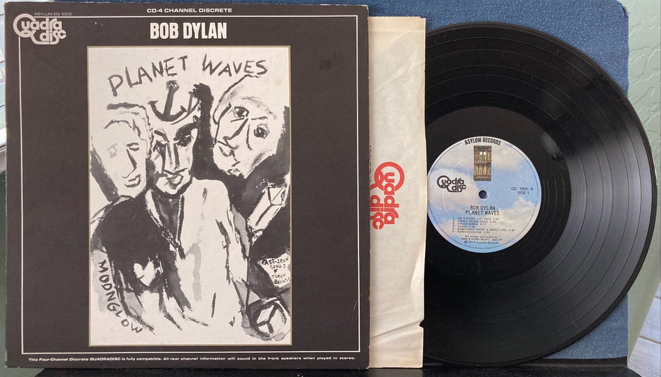 BOB DYLAN PLANET WAVES~1974 ASYLUM QUADRADISC LP~QUAD INNR SLV~THE BAND~SRC~FOLK