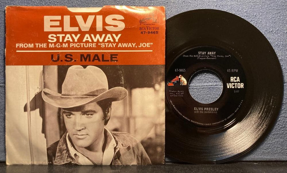 ELVIS PRESLEY~U.S. MALE / STAY AWAY~NM- 1968 RCA ROCKAWAY 7" 45 rpm PIC SLEEVE