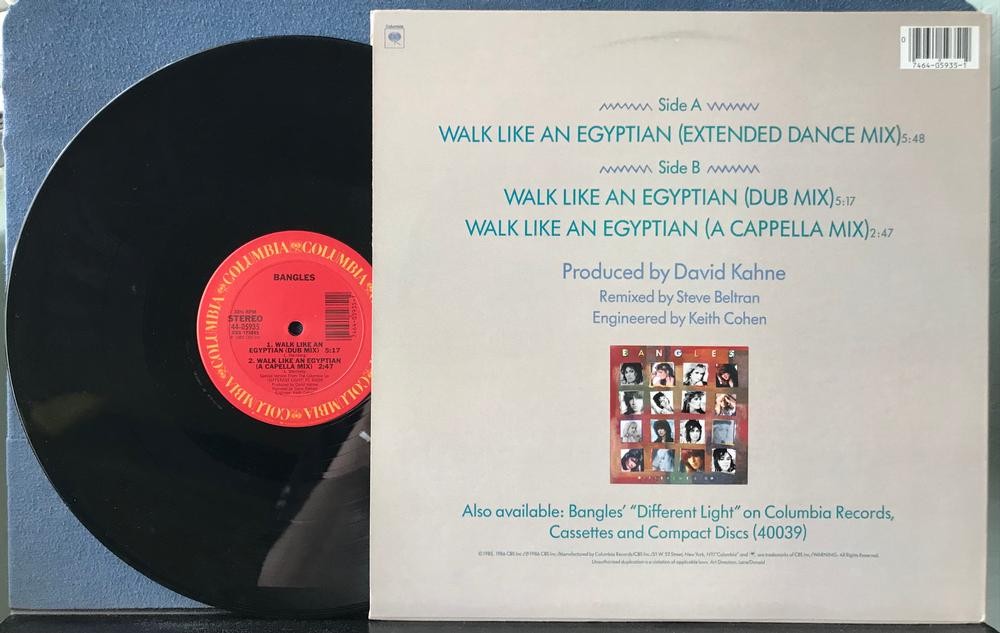BANGLES WALK LIKE AN EGYPTIAN~NM- '86 COLUMBIA 12" SINGLE~EXTENDED DANCE MIX