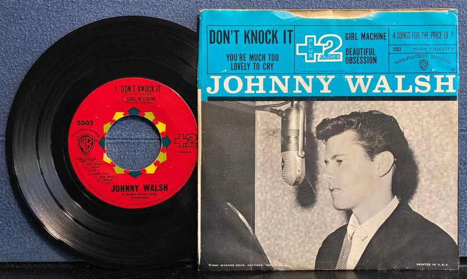 JOHNNY WALSH YOU'RE MUCH TOO LOVELY TO CRY~1961 WARNER BROS 7-INCH 45 PIC SLV EP