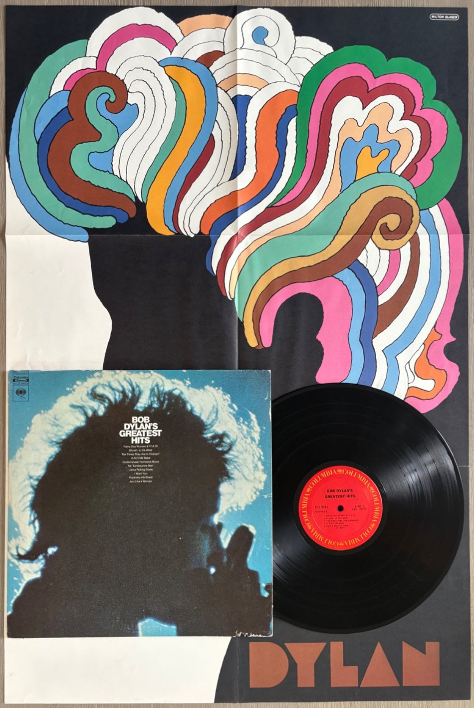 BOB DYLAN'S GREATEST HITS~1970 COLUMBIA RE LP w/MILTON GLASER POSTER~FOLK ROCK