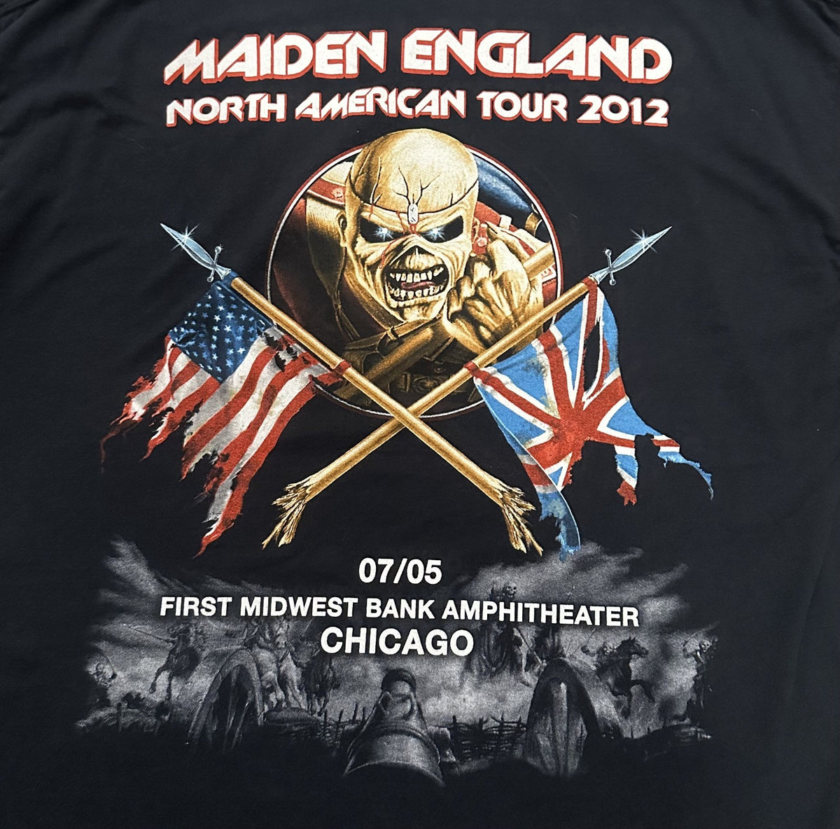 IRON MAIDEN CONCERT T-SHIRT~CHICAGO~2012 TOUR~XL~BLACK~ORIGINAL~RARE~VINTAGE