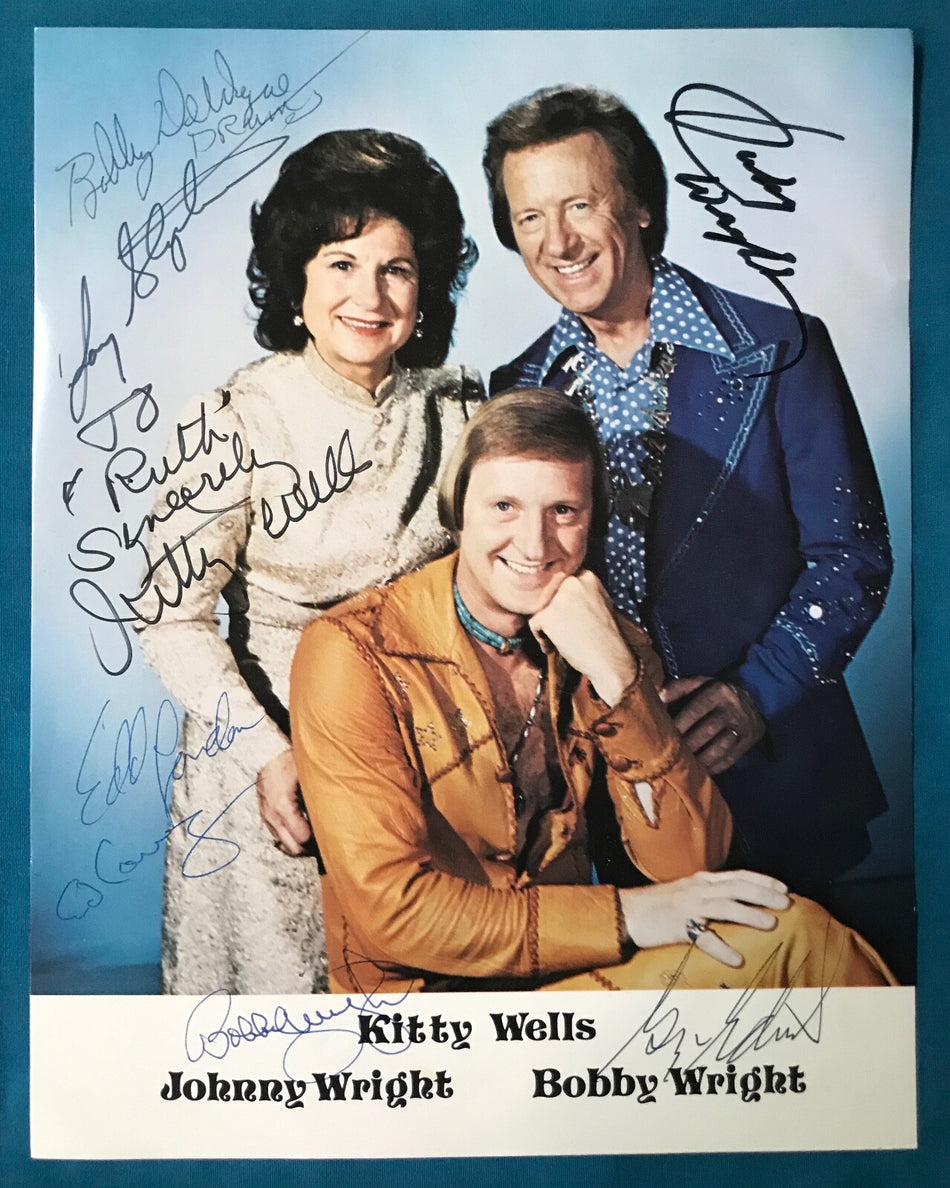 KITTY WELLS JOHNNY & BOBBY WRIGHT~SIGNED 8x10 PHOTO~COUNTRY SINGERS~AUTOGRAPH
