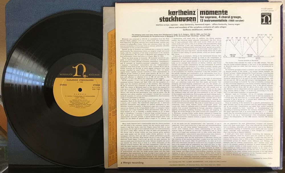 KARLHEINZ STOCKHAUSEN MOMENTE 1965 VERSION~1967 NONESUCH 1st PRESS LP~CLASSICAL