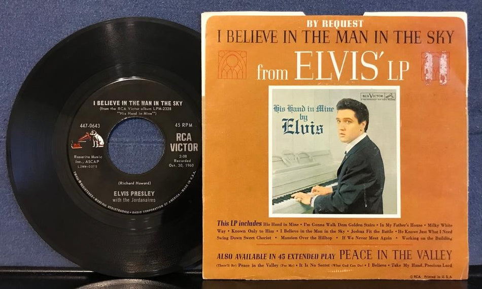 ELVIS PRESLEY CRYING IN THE CHAPEL~VG++ 1965 GOLD STANDARD SERIES 7-INCH PIC SLV