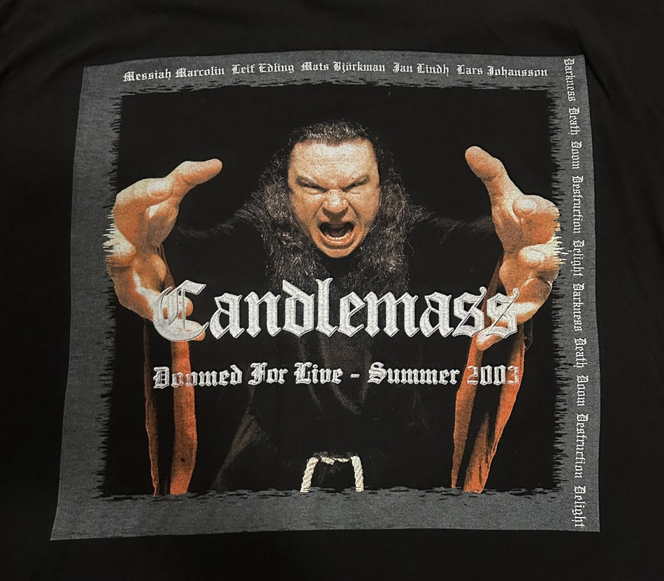 CANDLEMASS CONCERT T-SHIRT~DOOMED FOR LIVE TOUR~SUMMER 2003~XL~BLACK~EXC COND