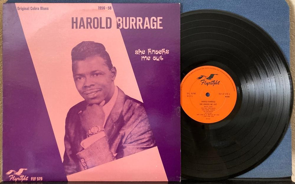 HAROLD BURRAGE SHE KNOCKS ME OUT~COBRA BLUES~NM- 1981 FLYRIGHT UK MONO COMP LP