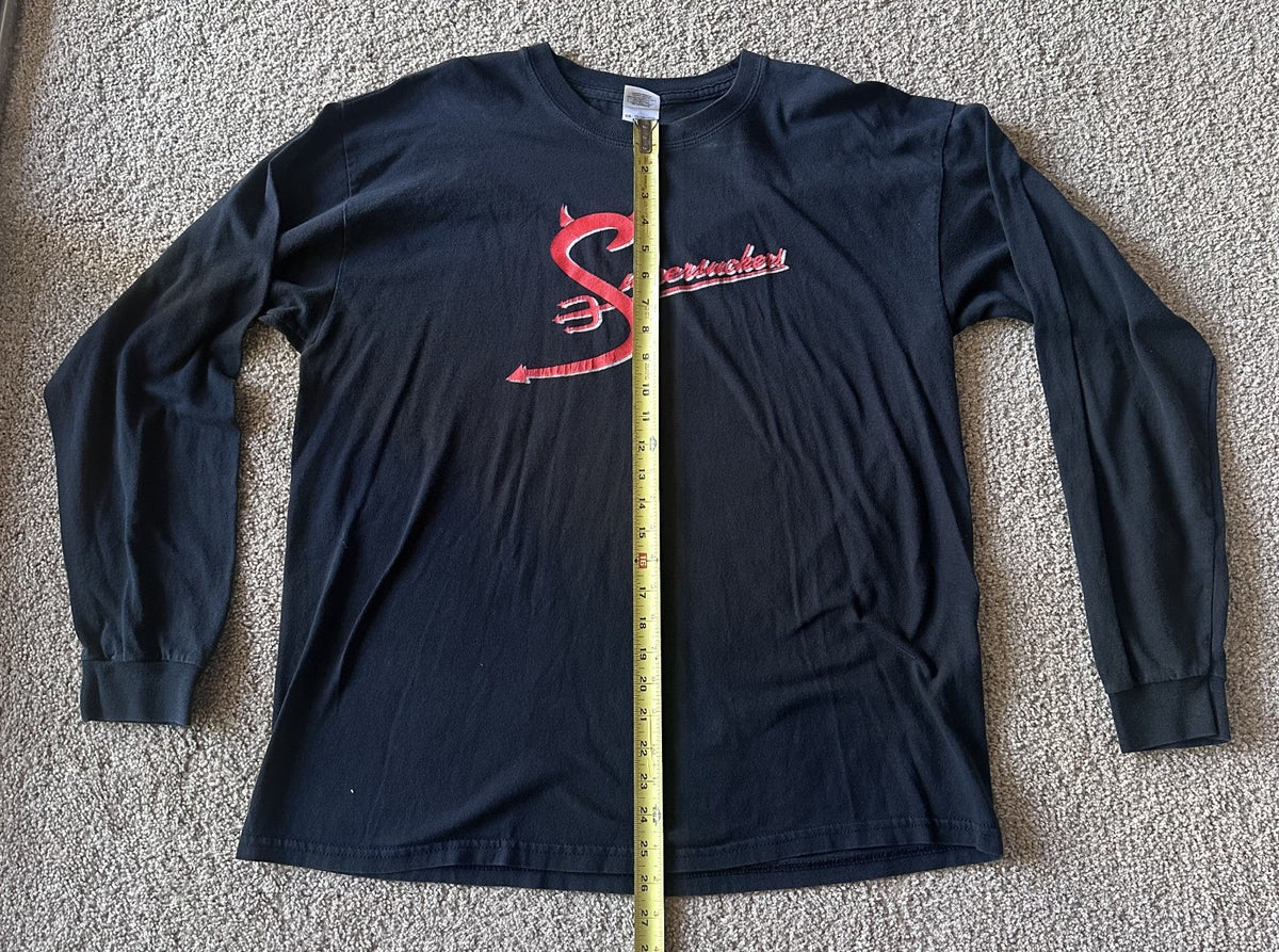 THE SUPERSUCKERS LONG SLEEVE T-SHIRT~DEVIL PITCHFORK~XL~GILDAN~BLACK~EXC COND